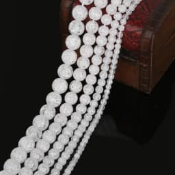 Natural Stone Beads White Snow Cracked Quartz Crystal Bead Spacer Beads 15" Strand 4 6 8 10 12MM Pick Size For Jewelry Making