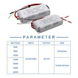 Dimmable Electronic Transformer AC 220V to AC 12V 60W 80W 105W 120W 160W 180W 200W CE Certification For Halogen Light Bead