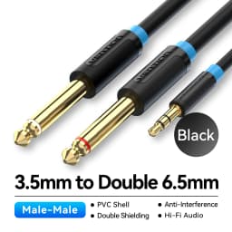 Vention 3.5mm to Double 6.5mm TRS Cable AUX Male Mono 6.5 Jack to Stereo 3.5 Jack Audio Cable for Mixer Amplifier 6.35mm Adapter