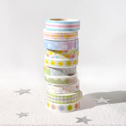 MINKYS 5 Rolls One Pack Sparkling Washi Tapes Decorative Packing Tape Back to School Accessories Supplies