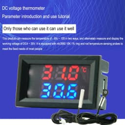 DC 4-30V LED Display Dual Red Blue Green Digital Temperature Sensor DC Single Voltage Dual Thermometer NTC 10K 3950 Probe Cable