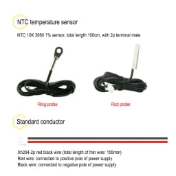 DC 4-30V LED Display Dual Red Blue Green Digital Temperature Sensor DC Single Voltage Dual Thermometer NTC 10K 3950 Probe Cable