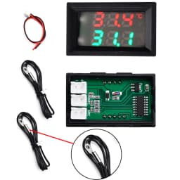 DC 4-30V LED Display Dual Red Blue Green Digital Temperature Sensor DC Single Voltage Dual Thermometer NTC 10K 3950 Probe Cable