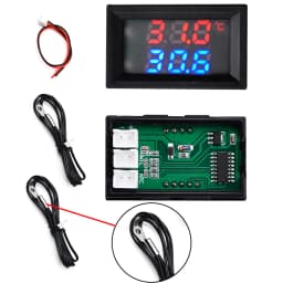 DC 4-30V LED Display Dual Red Blue Green Digital Temperature Sensor DC Single Voltage Dual Thermometer NTC 10K 3950 Probe Cable