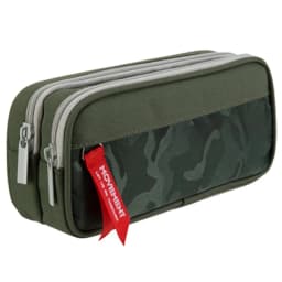 Double zipper camouflage canvas pencil case Boys pencil bag School stationery bag Student pen case School supplies storage bags