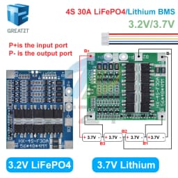 BMS 4S 3.2V 3.7V 30A LiFePO4 / Lithium Battery Charge Protection Board 12.8V 14.4V 18650 32650 Battery Packs With Balance