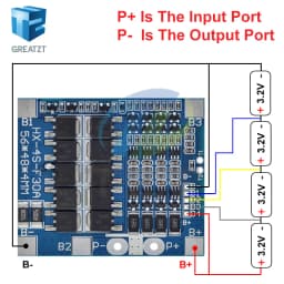 BMS 4S 3.2V 3.7V 30A LiFePO4 / Lithium Battery Charge Protection Board 12.8V 14.4V 18650 32650 Battery Packs With Balance