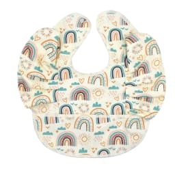 INS Nordic Style Baby Bibs Waterproof Short Sleeve with Pocket Feeding Waterproof Bib Easy Clean Cute Elephant Bibs Soft PU