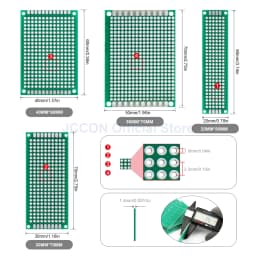 2Pcs PCB Prototype Board Circuit Universal Stripboard Prototyping Single Side 2x8 3x7 4x6 5x7 6x8 7x9 8x12 9x10 Soldering