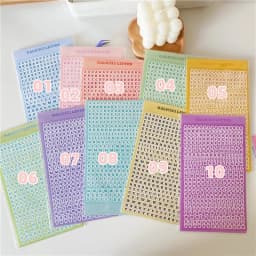 SKYSONIC Number & Letter Series Full Set Journal Stickers Decor Scrapbooking Materials Stationery Postcards Sticker Suppli