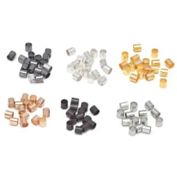 500Pcs Brass Tube Crimp End Beads ColumnCord Cover Tips End Platinum for DIY Craft Jewelry Making