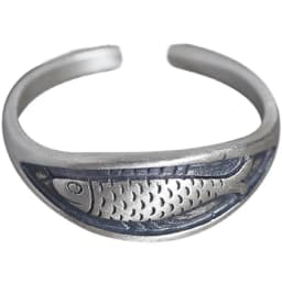 925 Sterling Silver Geometric Unique Fish Retro Rings for Women Bohemian Adjustable Open Vintage Ring For Party Birthday Gift