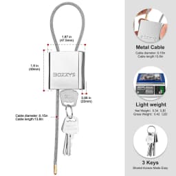 Adjustable Steel Cable Lock with 3 Keys Aluminum Alloy Padlock for Bicycle Locker Gate Toolbox Outdoor Equipment
