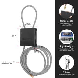 Adjustable Steel Cable Lock with 3 Keys Aluminum Alloy Padlock for Bicycle Locker Gate Toolbox Outdoor Equipment