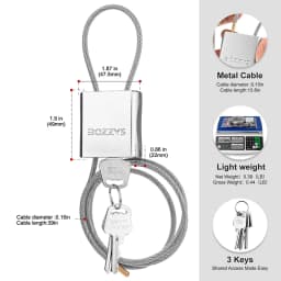 Adjustable Steel Cable Lock with 3 Keys Aluminum Alloy Padlock for Bicycle Locker Gate Toolbox Outdoor Equipment