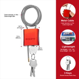 Adjustable Steel Cable Lock with 3 Keys Aluminum Alloy Padlock for Bicycle Locker Gate Toolbox Outdoor Equipment