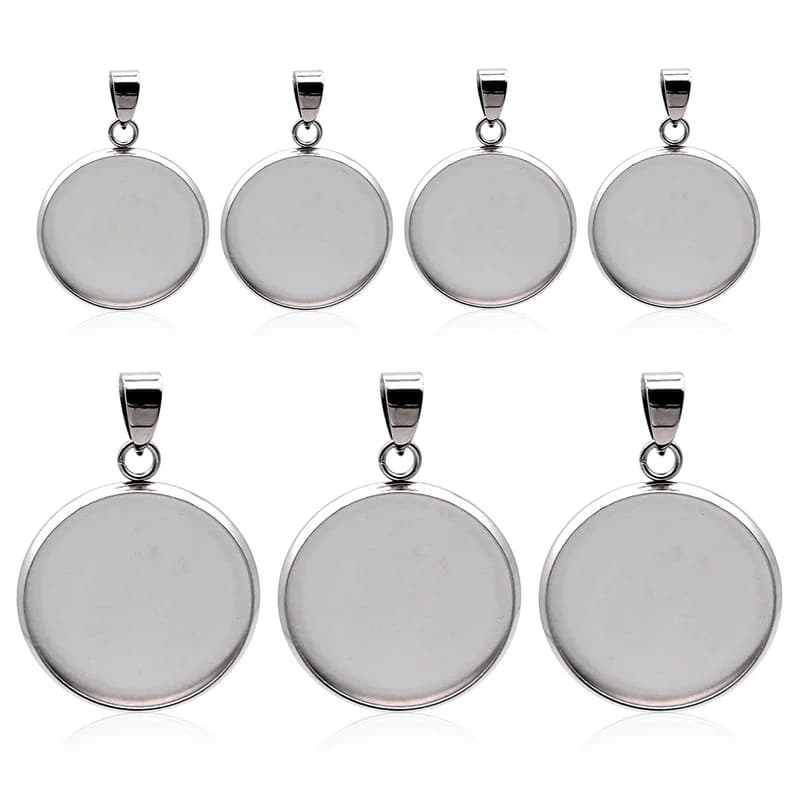 10pcs/lot stainless steel blank Cabochon Base Setting Charms Pendant fit 6 8 10 12 14 16 18 20 25 30mm jewelry making supplies