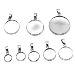 10pcs/lot stainless steel blank Cabochon Base Setting Charms Pendant fit 6 8 10 12 14 16 18 20 25 30mm jewelry making supplies