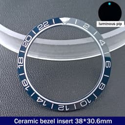 Sloping 38mm*30.6mm Ceramic Bezel GMT and Diving Watch Insert For 40mm Mens Watch Replace Watch Face Watch Bezel Inserts