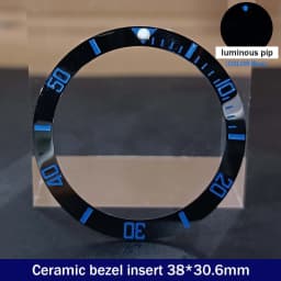 Sloping 38mm*30.6mm Ceramic Bezel GMT and Diving Watch Insert For 40mm Mens Watch Replace Watch Face Watch Bezel Inserts