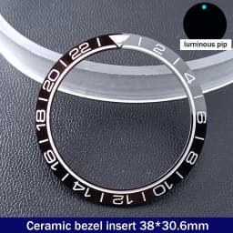 Sloping 38mm*30.6mm Ceramic Bezel GMT and Diving Watch Insert For 40mm Mens Watch Replace Watch Face Watch Bezel Inserts