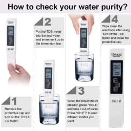 1PC White Digital Water Quality Tester TDS EC Meter Range 0 to 9990 Multifunctional Water Purity Temperature TEMP PPM Tester