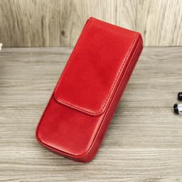 CONTACTS FAMILY Genuine Leather 3 Slots Pen Case With Removable Pen Tray Holder Pencil Case Men Woman Girls Office School Pouch