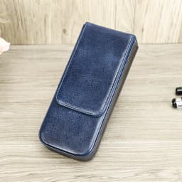 CONTACTS FAMILY Genuine Leather 3 Slots Pen Case With Removable Pen Tray Holder Pencil Case Men Woman Girls Office School Pouch