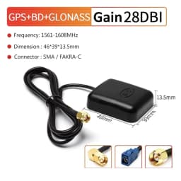 BD GPS GLONASS Antenna High Gain 28dBi 3 In 1 Dual-Mode Satellite Positioning Car Aerial SMA Male FAKRA-C Connector 3M Cable