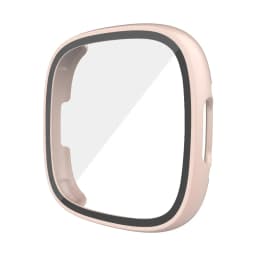 Screen Protector for Fitbit Versa 4/Sense 2 Hard PC Bumpe Protective HD Tempered Glass Case All-Around Full Cover Bumper Shell