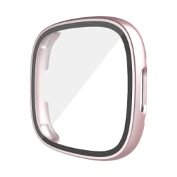 Screen Protector for Fitbit Versa 4/Sense 2 Hard PC Bumpe Protective HD Tempered Glass Case All-Around Full Cover Bumper Shell