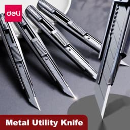 Deli Utility Knife 9mm Pocket Knife Box Cutter Retractable Blade for Office Home School Stationery Supplies Paper Craft Knives