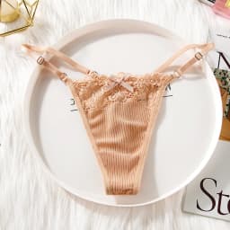 BANNIROU 1Pcs Lace G-string Women's Underwear Sexy Bow Transparent Low-Rise Panties Woman Intimates Female Thongs Lingerie