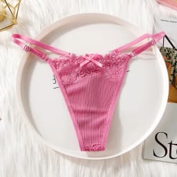 BANNIROU 1Pcs Lace G-string Women's Underwear Sexy Bow Transparent Low-Rise Panties Woman Intimates Female Thongs Lingerie