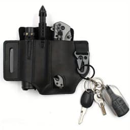 Tactical Multi Tool Belt Leather Bag Portable Tool Storage Bag Holster Outdoor Camping Hunting Waist PU Leather Pocket