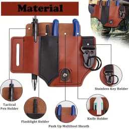 Tactical Multi Tool Belt Leather Bag Portable Tool Storage Bag Holster Outdoor Camping Hunting Waist PU Leather Pocket