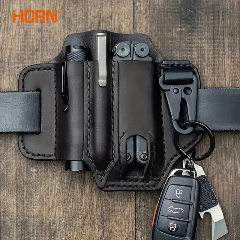 Tactical Multi Tool Belt Leather Bag Portable Tool Storage Bag Holster Outdoor Camping Hunting Waist PU Leather Pocket