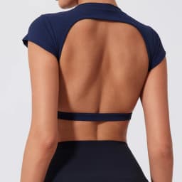 Hearuisavy Summer Sports Shirts Workout Tops Fitness Activewear Quick-Dry Yoga Clothes Sport Crop Tops Backless Gym Top Women