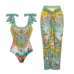 Push Up One Piece Swimsuit With Cover Up Sexy Swimwear Women 2025 Printed Swim Suits Female Bikinis Sliming Bodysuit Beachwear