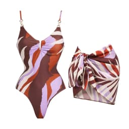 Push Up One Piece Swimsuit With Cover Up Sexy Swimwear Women 2025 Printed Swim Suits Female Bikinis Sliming Bodysuit Beachwear