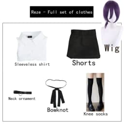 Anime Chainsaw Man Reze Cosplay Chainsaw Woman Cosplay Costume Bomb Shirt Outfits Tie Short Neck Reze Wig Halloween Clothing
