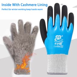 1Pair Winter Waterproof Work Safety Thermal Gloves Anti-Slip Grip Rubber Garden Gloves For Worker Builder Hands Protection