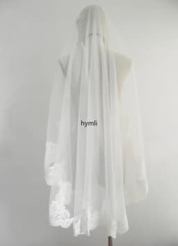 Mantilla Lace Wedding Veil Fingertip Length Veil Metal Comb