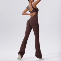 Sexy Gym Set Women Sport One-Piece Suit Yoga Suit Flared Pants Women Push Up Sports Jumpsuit Fitness Rompers Workout Bodysuits 