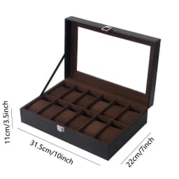 DELESYS Classic Style Multi-Positions Environmental Protection Leather Watch Display Box Multi-Slot Jewelry Watch Storage Case