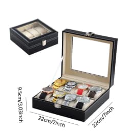 DELESYS Classic Style Multi-Positions Environmental Protection Leather Watch Display Box Multi-Slot Jewelry Watch Storage Case