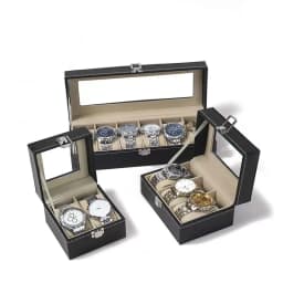 DELESYS Classic Style Multi-Positions Environmental Protection Leather Watch Display Box Multi-Slot Jewelry Watch Storage Case