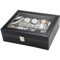 DELESYS Classic Style Multi-Positions Environmental Protection Leather Watch Display Box Multi-Slot Jewelry Watch Storage Case