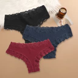 3Pcs/set Women Cotton Lace Panties Floral Intimate Underwear Trendy Patchwork Lace Briefs Female Soft Underpants Lingerie S-XL