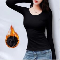 1pcs Women Autumn Winter Long-sleeved T-shirt  Lady Thermal Underwear Thick Velvet Slim Fit Fashion New Style Round-neck Top